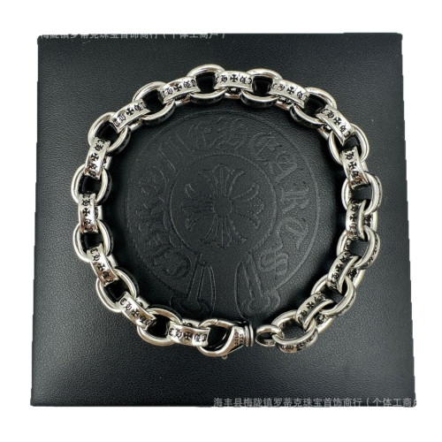 ch克羅伈手鏈s925銀復古十字架ChromeHearts粗細字母男女手鏈