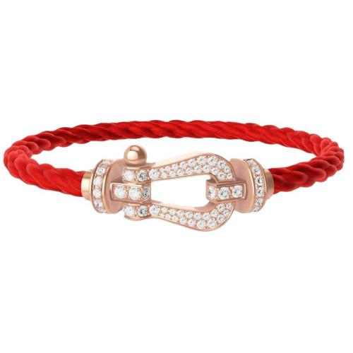 費雷德紅繩轉運手繩馬蹄釦18k玫瑰金男女本命年情侶款鑲鑽DIY手鏈