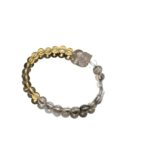 【招財小霸王】天然黃水晶手鏈金髮晶貔貅禮物輕奢飾品綠幽靈手串