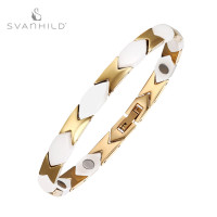 潮流配飾 電鍍金色不鏽鋼陶瓷手鏈女士磁石手鏈鈦鋼飾品