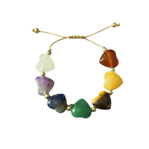 小衆新款七彩天然石復古簡約愛心可調節串珠天然串珠飾 小衆新款七彩天然石復古簡約愛心可調節串珠天然串珠飾