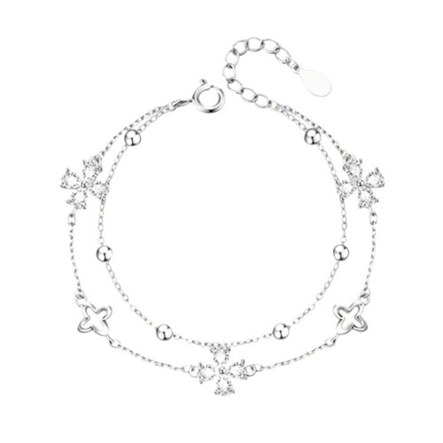 四葉草S925純銀雙層手鏈女款氣質輕奢小衆甜美高級感手鐲女生手飾