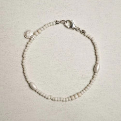 董潔同款S925純銀白松石拼接串珠手鏈ins復古做舊風輕奢手腕飾品