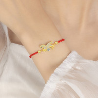 卡萊妮s925純銀原創奮馬敭蹄紅繩手鏈本命年紅繩手鏈馬年手繩手鏈