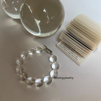 新品 人造白水晶大圓珠手鏈鈦鋼ot釦彈力線款手串簡約高級感手鐲