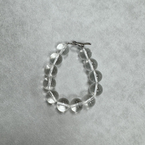 新品 人造白水晶大圓珠手鏈鈦鋼ot釦彈力線款手串簡約高級感手鐲