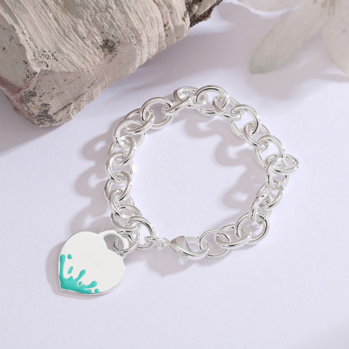 t家精工高質量網紅爆款滴油OT愛心手鏈三色雙層珍珠