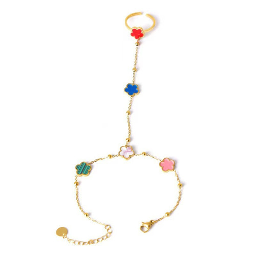 波西米亞手鏈五葉花手背鏈彩色貝殼花朵設計輕奢精緻百搭ins風 波西米亞手鏈五葉花手背鏈彩色貝殼花朵設計輕奢精緻百搭ins風