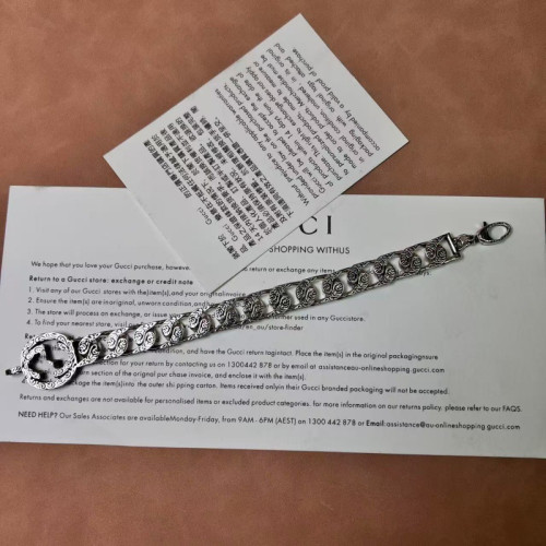 古家925雙G互釦蔓藤雕刻花紋古巴手鏈復古做舊嘻哈百搭個性鏈條