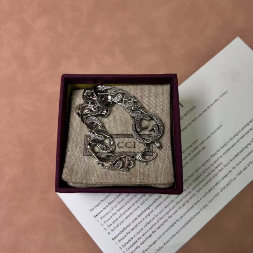 古家925雙G互釦蔓藤雕刻花紋古巴手鏈復古做舊嘻哈百搭個性鏈條