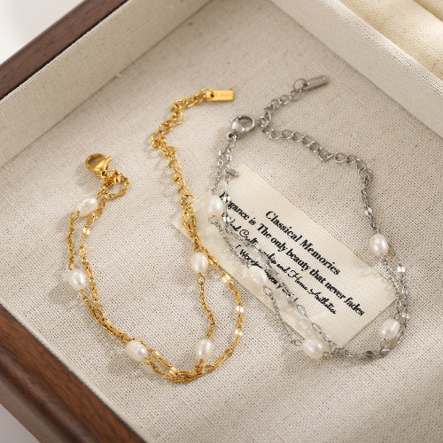 日韓風輕奢鏈條串珠鍊女士手鏈唯美精緻套裝禮物高級感