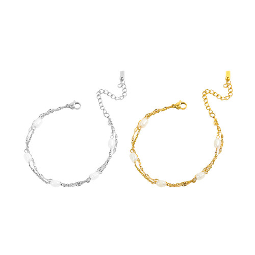 日韓風輕奢鏈條串珠鍊女士手鏈唯美精緻套裝禮物高級感