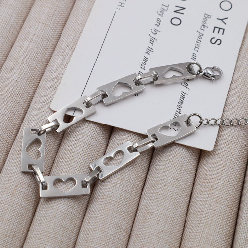 嘻哈ins風個性簡約鈦鋼手飾品愛心形狀方塊鈦鋼不掉色手鏈女