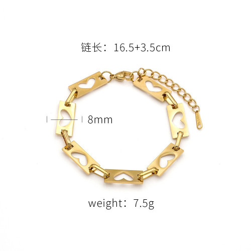 嘻哈ins風個性簡約鈦鋼手飾品愛心形狀方塊鈦鋼不掉色手鏈女