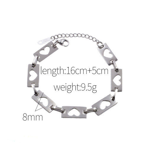 嘻哈ins風個性簡約鈦鋼手飾品愛心形狀方塊鈦鋼不掉色手鏈女