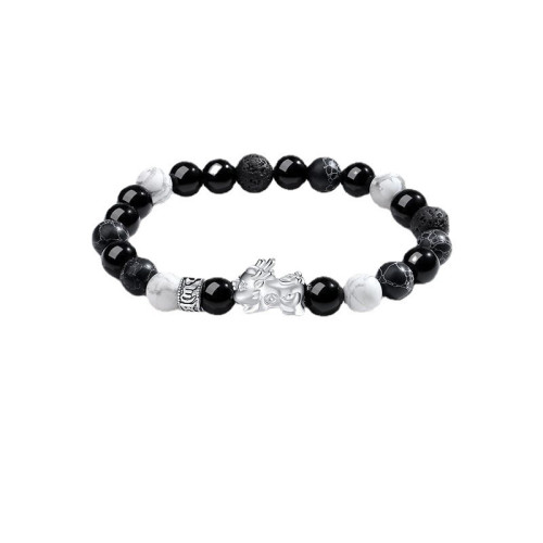 999足銀貔貅情侶手鏈一對情侶款男女白貓眼黑曜石手串生日禮物