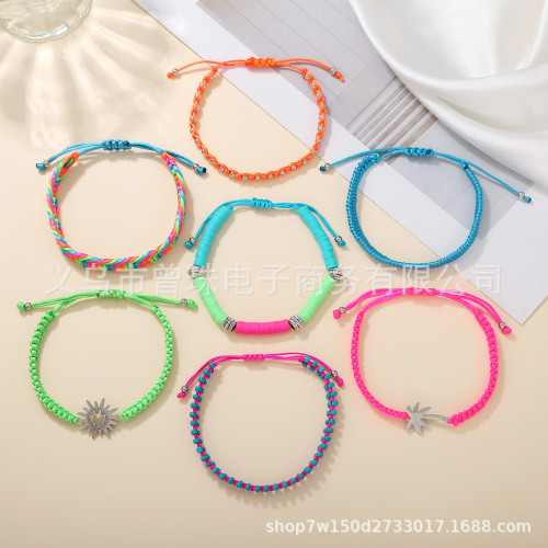 多色氣質時尚軟陶不鏽鋼椰樹多層米珠編織好朋友手鏈套裝 多色氣質時尚軟陶不鏽鋼椰樹多層米珠編織好朋友手鏈套裝