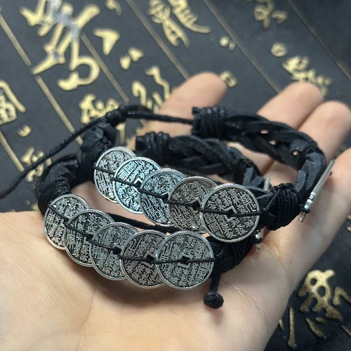 來財山鬼花錢新中式太嵗手鏈復古原創設計民族風道系手繩時來運轉