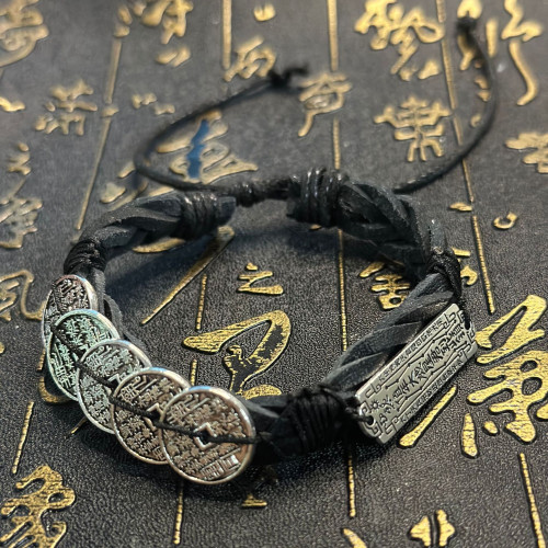 來財山鬼花錢新中式太嵗手鏈復古原創設計民族風道系手繩時來運轉