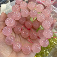 天然馬粉水晶手鏈女馬達加斯粉晶芙蓉石DIY手工手串招桃花 西柚粉