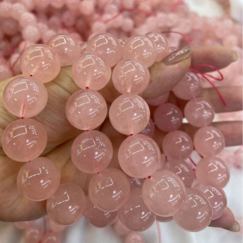 天然馬粉水晶手鏈女馬達加斯粉晶芙蓉石DIY手工手串招桃花 西柚粉