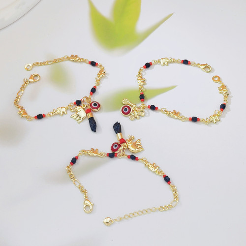 款波西米亞風惡魔之眼小象手鏈卡通趣味腳鏈度假風