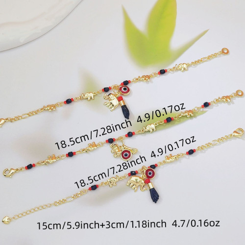 款波西米亞風惡魔之眼小象手鏈卡通趣味腳鏈度假風