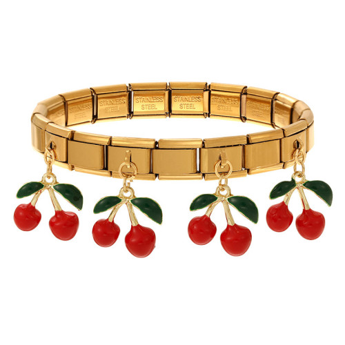 歐美小衆海灘手鏈個性鈦鋼手鏈 DIY櫻桃水果系列意大利模 歐美小衆海灘手鏈個性鈦鋼手鏈 DIY櫻桃水果系列意大利模