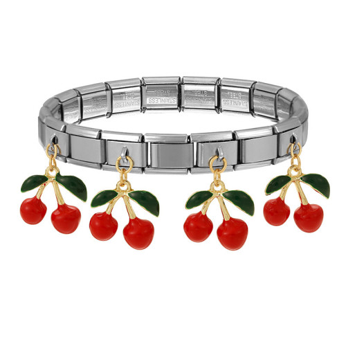 歐美小衆海灘手鏈個性鈦鋼手鏈 DIY櫻桃水果系列意大利模 歐美小衆海灘手鏈個性鈦鋼手鏈 DIY櫻桃水果系列意大利模