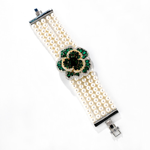 原創設計手工串珠珍珠鋯石玫瑰花手鏈女輕奢小衆時尚優雅精緻手串 原創設計手工串珠珍珠鋯石玫瑰花手鏈女輕奢小衆時尚優雅精緻手串