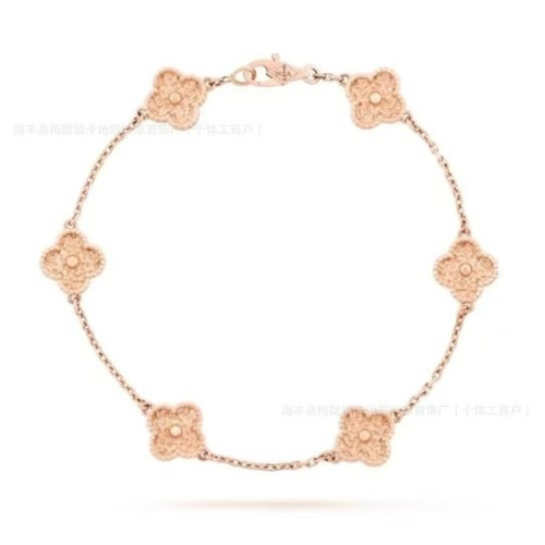 曡戴巨看~高版本厚金電鍍四Ye草五花手鏈天然貝母玉髓高級感首飾