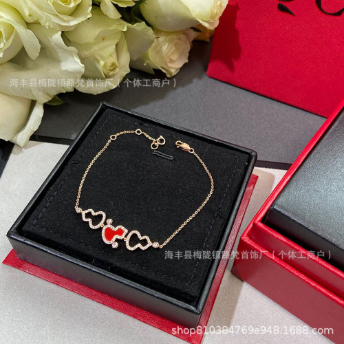 高版本精工版925銀女款風輕奢禮物白貝母瑪瑙V金麒麟葫蘆手鏈