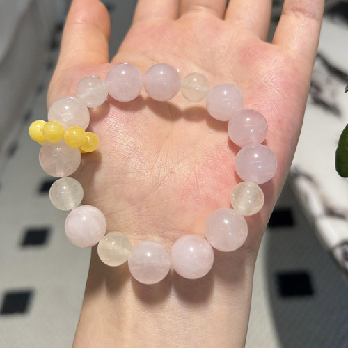 天然粉水晶手串手鏈輕奢高級感檸檬晶跑環串珠珠子手飾手環手鏈女 天然粉水晶手串手鏈輕奢高級感檸檬晶跑環串珠珠子手飾手環手鏈女