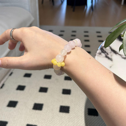 天然粉水晶手串手鏈輕奢高級感檸檬晶跑環串珠珠子手飾手環手鏈女 天然粉水晶手串手鏈輕奢高級感檸檬晶跑環串珠珠子手飾手環手鏈女