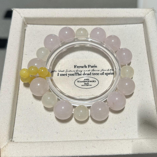 天然粉水晶手串手鏈輕奢高級感檸檬晶跑環串珠珠子手飾手環手鏈女 天然粉水晶手串手鏈輕奢高級感檸檬晶跑環串珠珠子手飾手環手鏈女