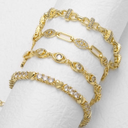 飾品歐美銅鍍18k金眼睛微鑲鋯石手鏈手飾bra89 bracelet