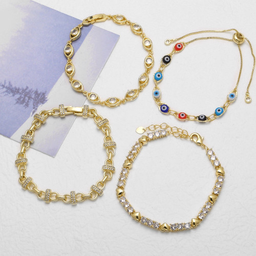 飾品歐美銅鍍18k金眼睛微鑲鋯石手鏈手飾bra89 bracelet