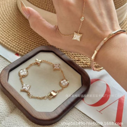 驢家頂版菱形圓形四葉草五花手鏈四花白貝母粉貝小衆手鏈