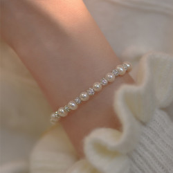 波光粼粼純銀天然珍珠手鏈女2024年新款輕奢小衆精緻手串銀手飾