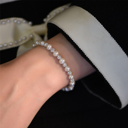 波光粼粼純銀天然珍珠手鏈女2024年新款輕奢小衆精緻手串銀手飾