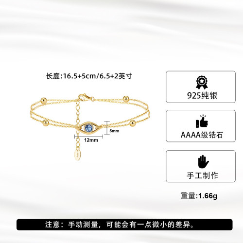 惡魔之眼手鏈原創S925純銀小衆輕奢鋯石高級感冷淡風手飾品