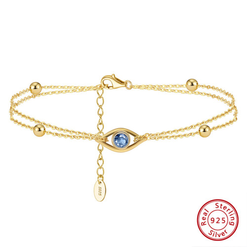 惡魔之眼手鏈原創S925純銀小衆輕奢鋯石高級感冷淡風手飾品