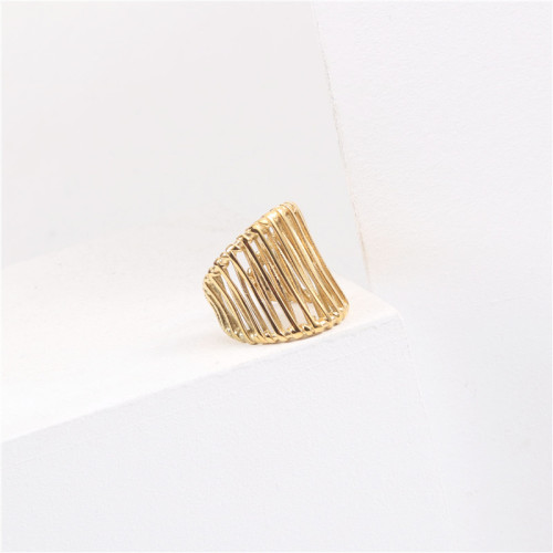 金色交叉編織戒指女ins設計師設計鈦鋼食指戒指冷淡風個性指環