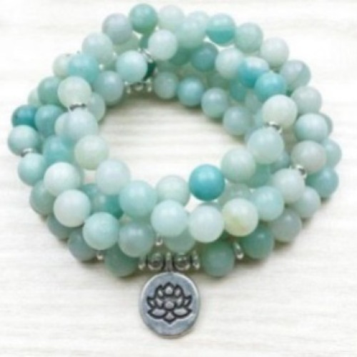 火山石長手鏈108顆天然石串珠手鏈虎眼青金粉晶3D吊墜手鏈