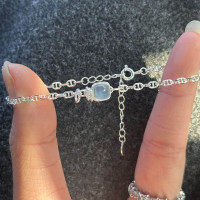 S925純銀絕美肥方海藍寶手鏈輕奢精緻時尚手飾高級感小衆顯瘦設計