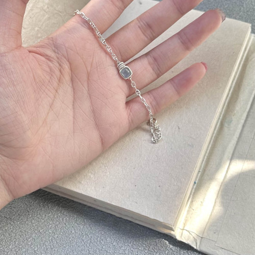 S925純銀絕美肥方海藍寶手鏈輕奢精緻時尚手飾高級感小衆顯瘦設計