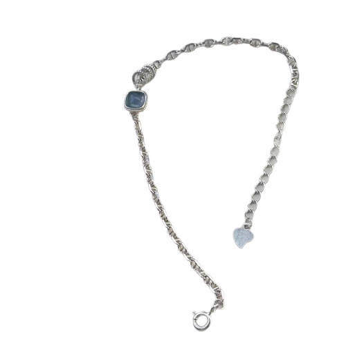 S925純銀絕美肥方海藍寶手鏈輕奢精緻時尚手飾高級感小衆顯瘦設計