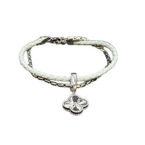 歐美爆款幸運四葉草歐美ins小衆高級銅厚鍍牛皮繩手鏈情侶飾品