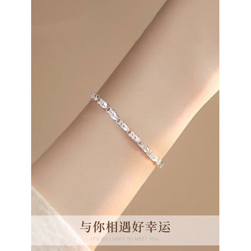 999純銀四葉草手鏈輕奢小衆精緻女款2025新款高級感足銀生日禮物