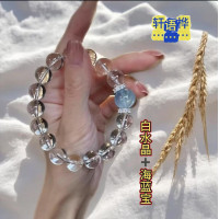 2025新款海藍寶白水晶手串女爆款輕奢小衆高級感白水晶手鏈情人節
